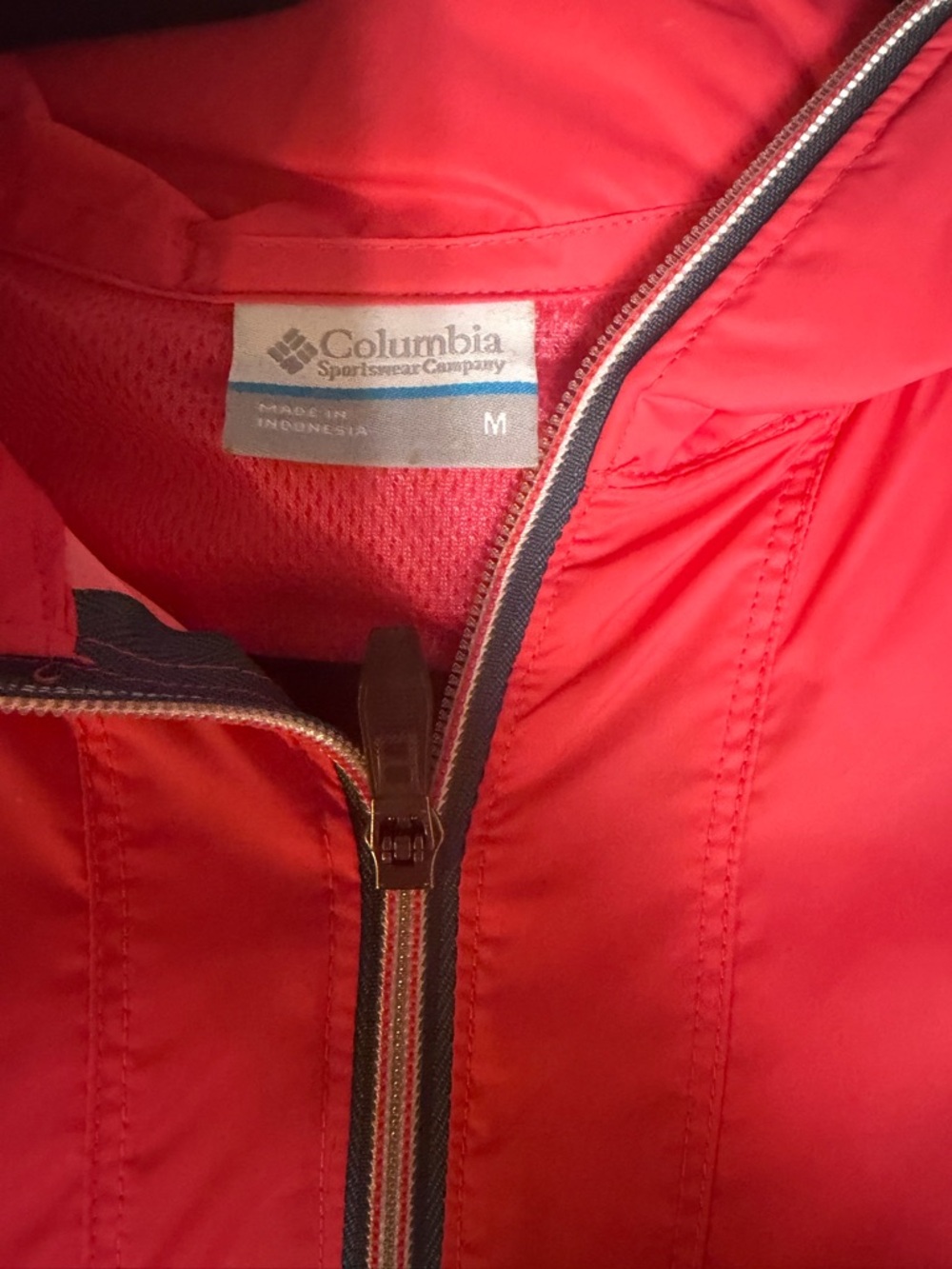 Columbia Women's Coral Red Zip-Up Jacket with Navy Trim